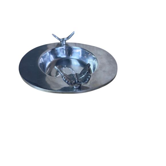 vintage silver tone tray with butterfly shaped handles. - Picture 3 of 6